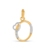 O Letter Initial with Heart Diamond Pendant 10K Yellow Gold